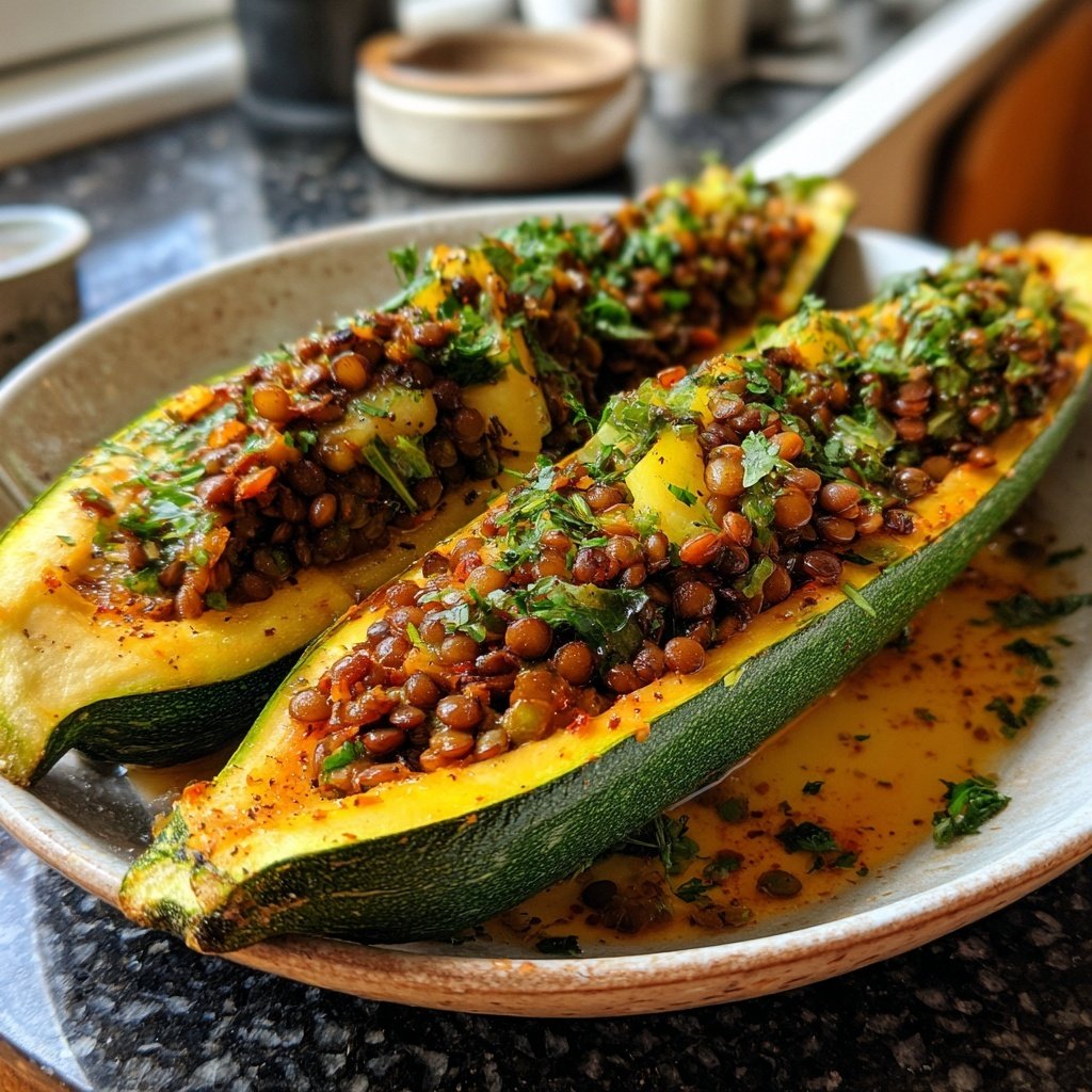 Gefüllte Zucchini mit Linsen