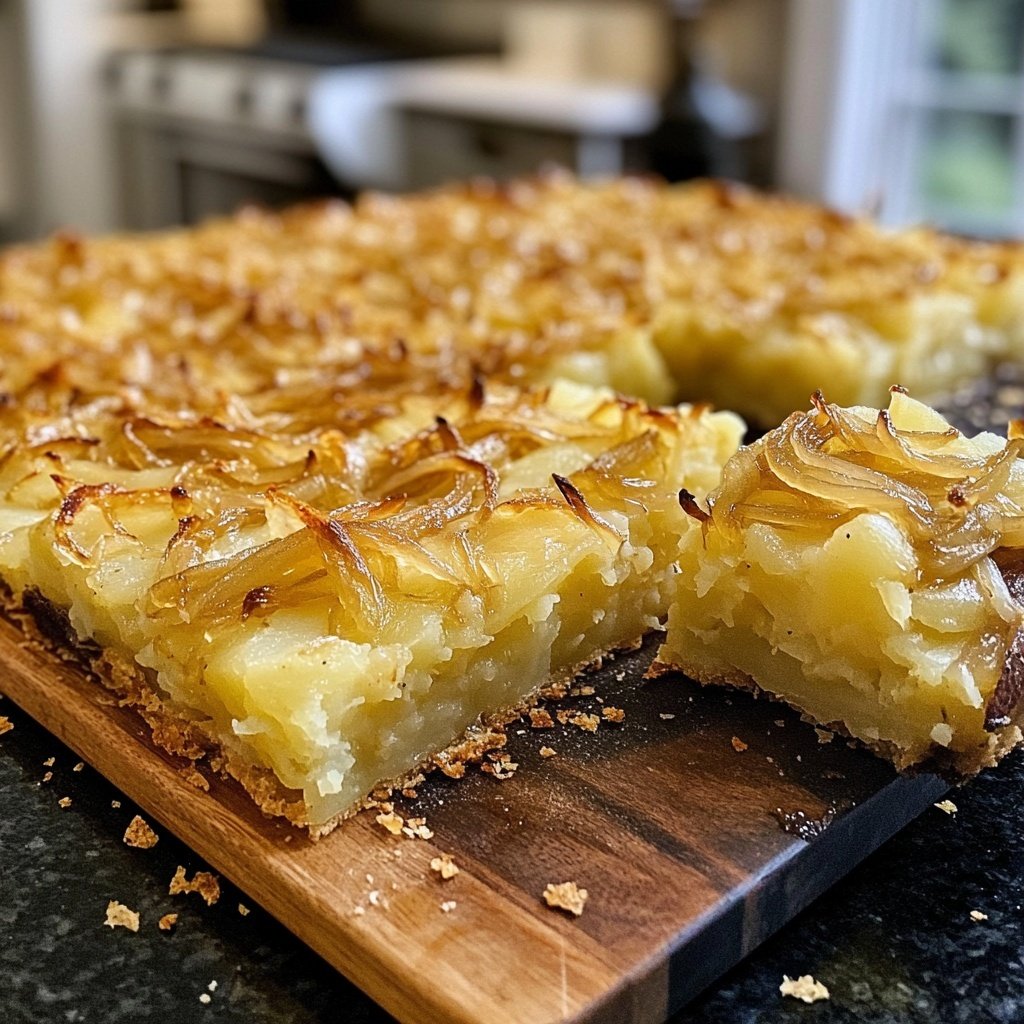 Kartelstampf mit karamellisierten Zwiebeln