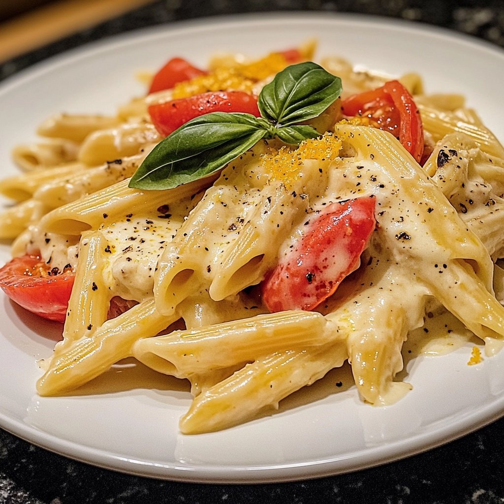 Penne mit Tomaten und Mozzarella