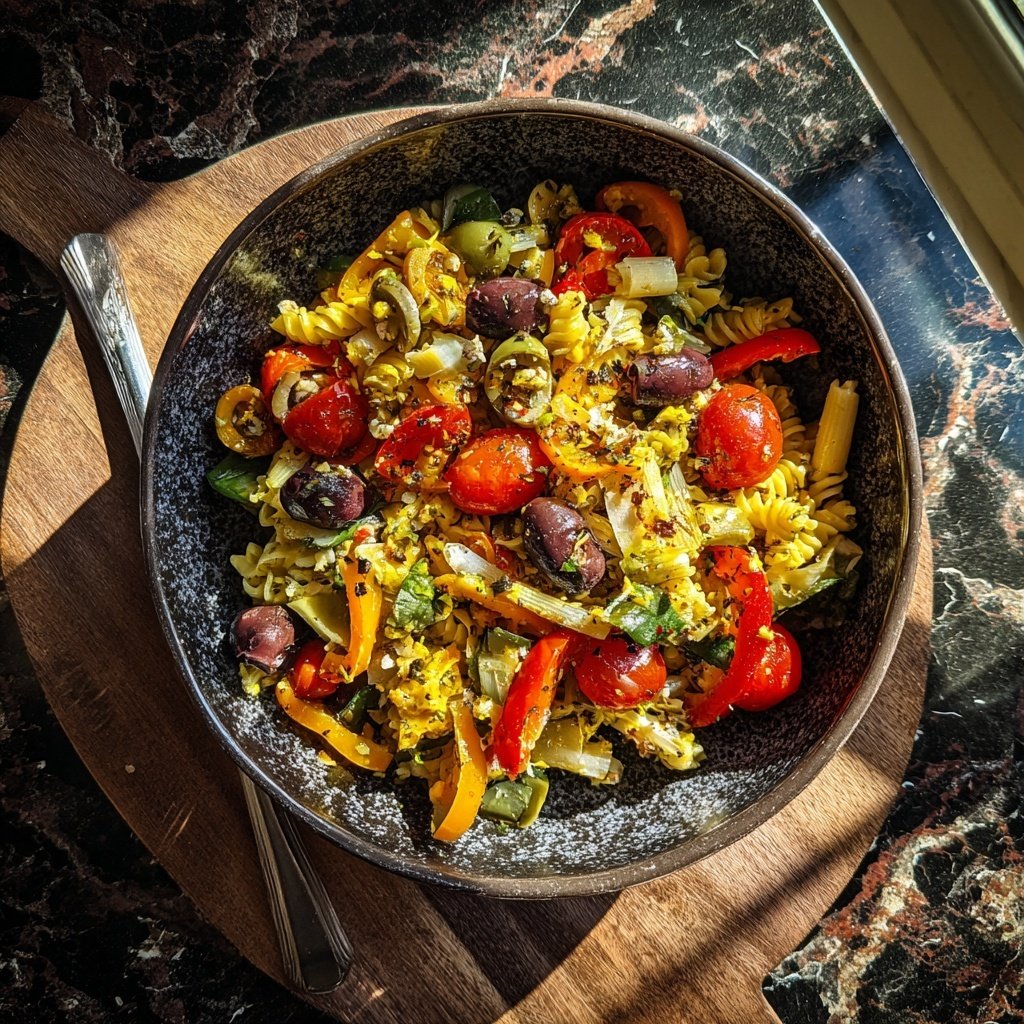 Mediterraner Nudelsalat Mit Fenchelstreifen