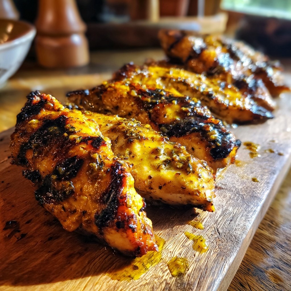 Gegrilltes Hähnchen Mit Honig Senf Marinade