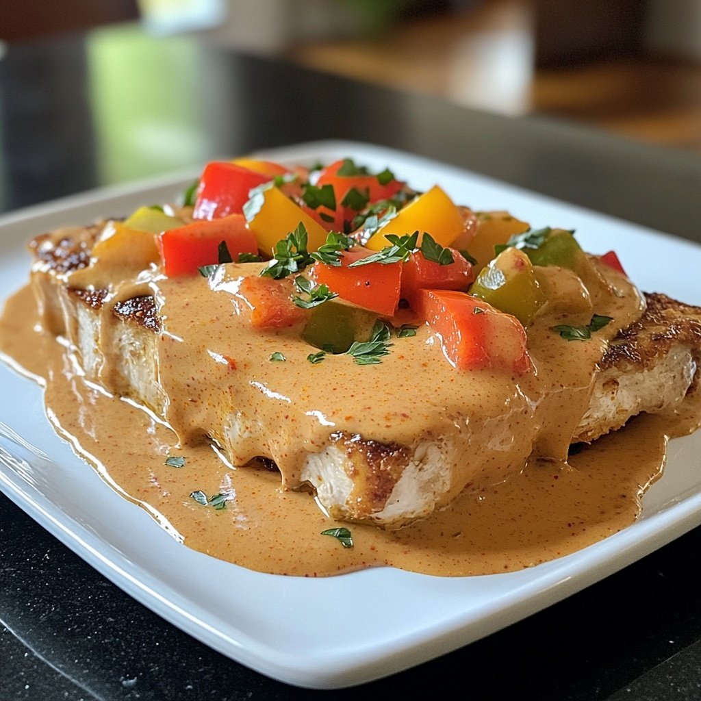 Hähnchenbrust mit Paprika Sahne Sauce