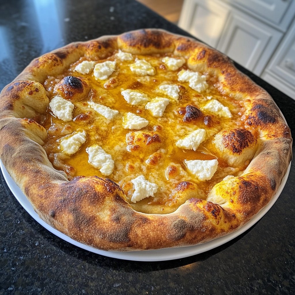Pizza mit Ziegenkäse und Honig