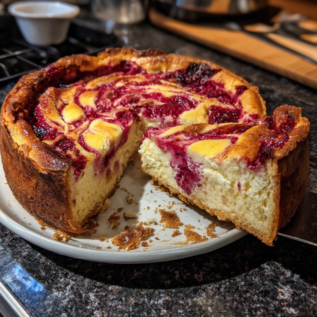 Käsekuchen mit Himbeerswirl